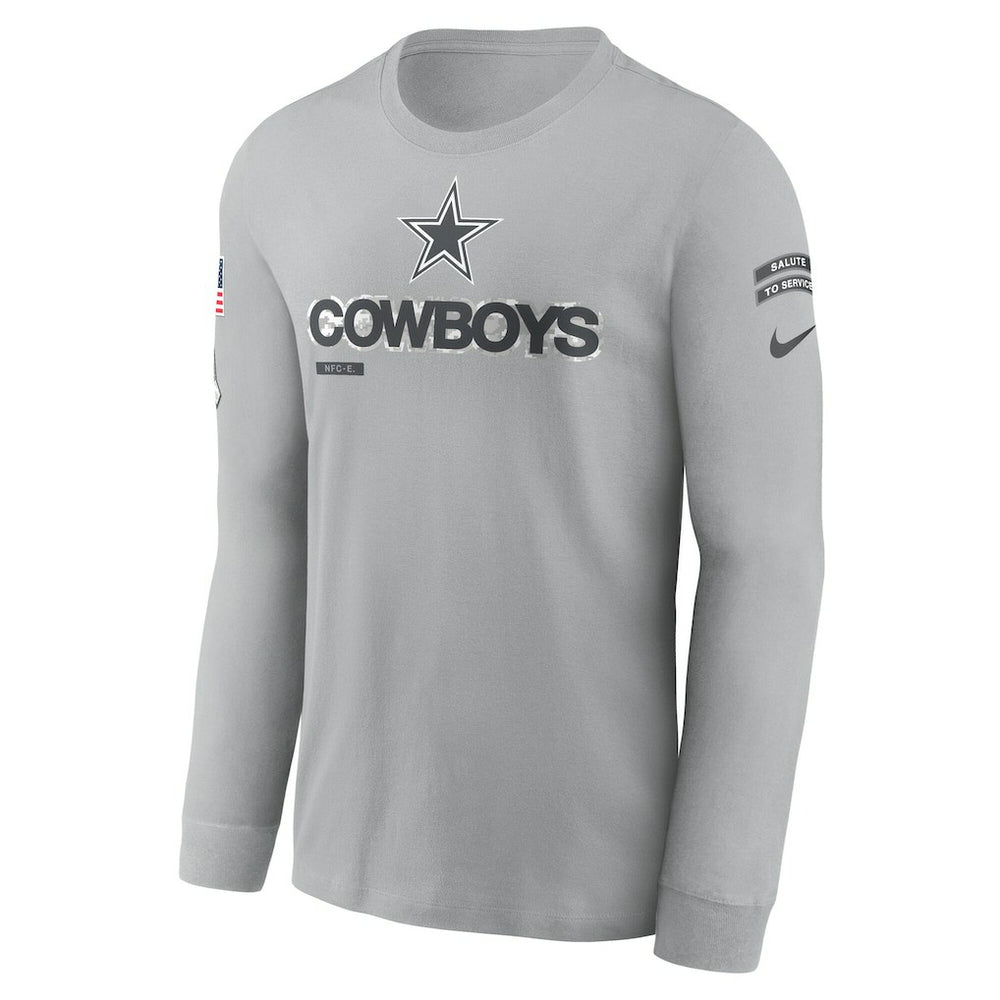 Dallas Cowboys 2024 Salute To Service Long Sleeve T-Shirt Gray | Nike for Sale