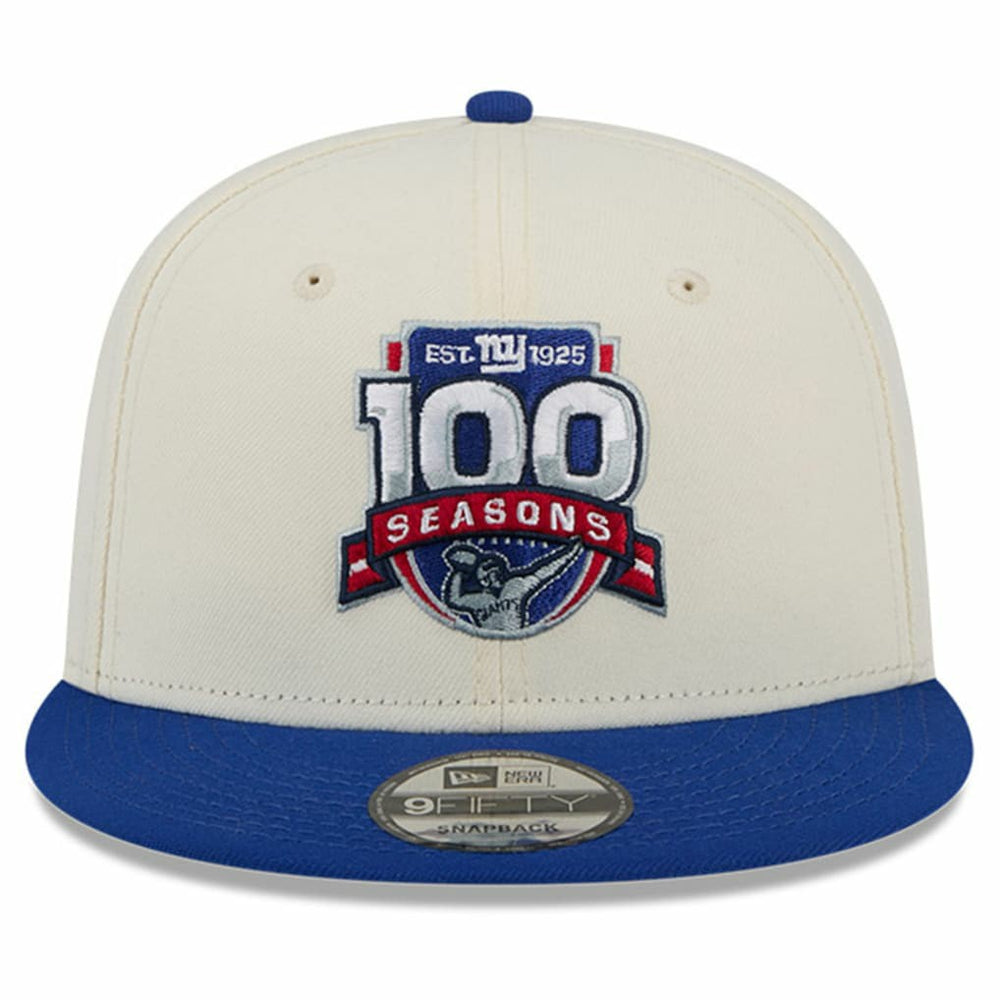 New York Giants New Era 100th Season Two-Tone 9FIFTY Snapback Hat Cream/Royal | NFL