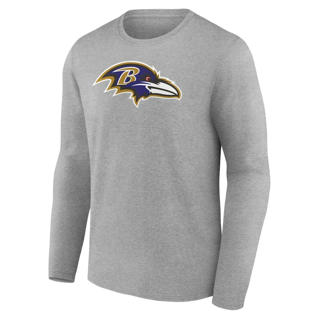 Lamar Jackson Baltimore Ravens Icon Player Name & Number Long Sleeve T-Shirt Gray | NFL