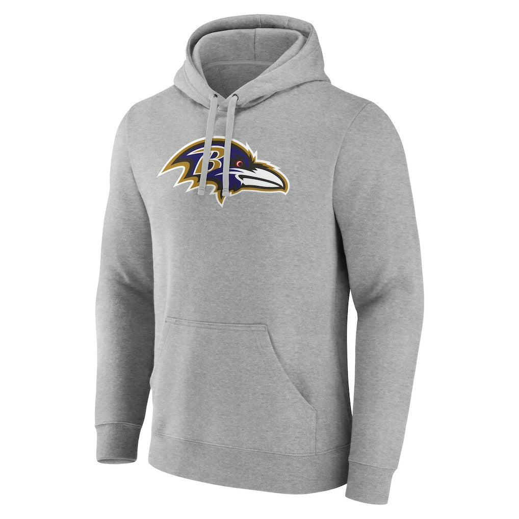 Lamar Jackson Baltimore Ravens Icon Player Name & Number Pullover Hoodie Gray | NFL