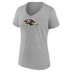 Lamar Jackson Baltimore Ravens Women's Icon Player Name & Number V-Neck T-Shirt Gray | NFL
