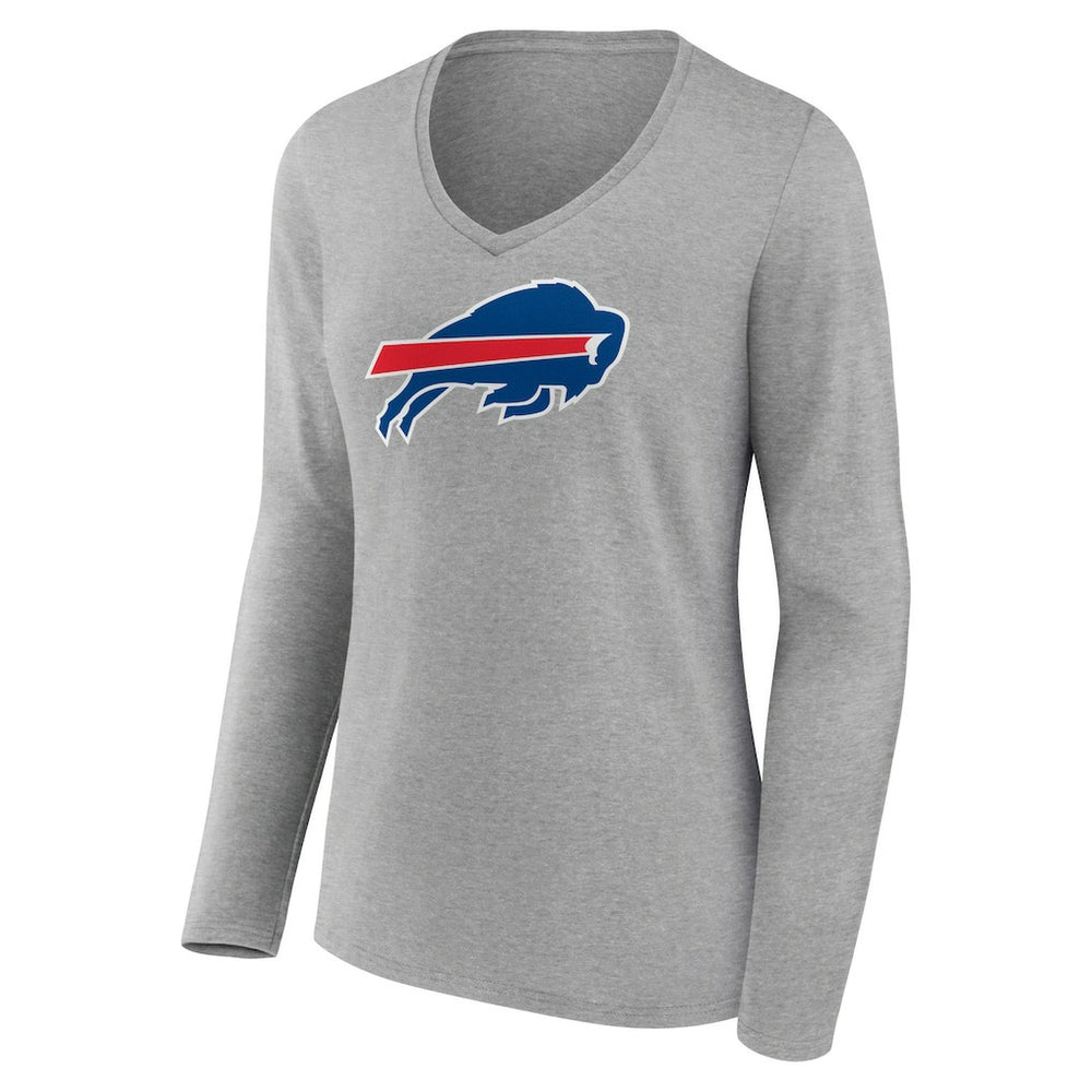 Josh Allen Buffalo Bills Women's Icon Player Name & Number Long Sleeve V-Neck T-Shirt Gray | NFL