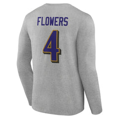 Zay Flowers Baltimore Ravens Icon Player Name & Number Long Sleeve T-Shirt Gray | NFL