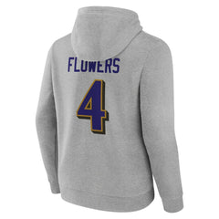 Zay Flowers Baltimore Ravens Icon Player Name & Number Pullover Hoodie Gray | NFL