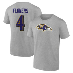 Zay Flowers Baltimore Ravens Icon Player Name & Number T-Shirt Gray | NFL