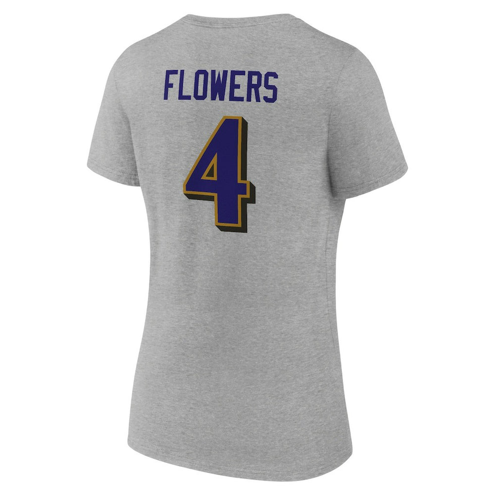 Zay Flowers Baltimore Ravens Women's Icon Player Name & Number V-Neck T-Shirt Gray | NFL