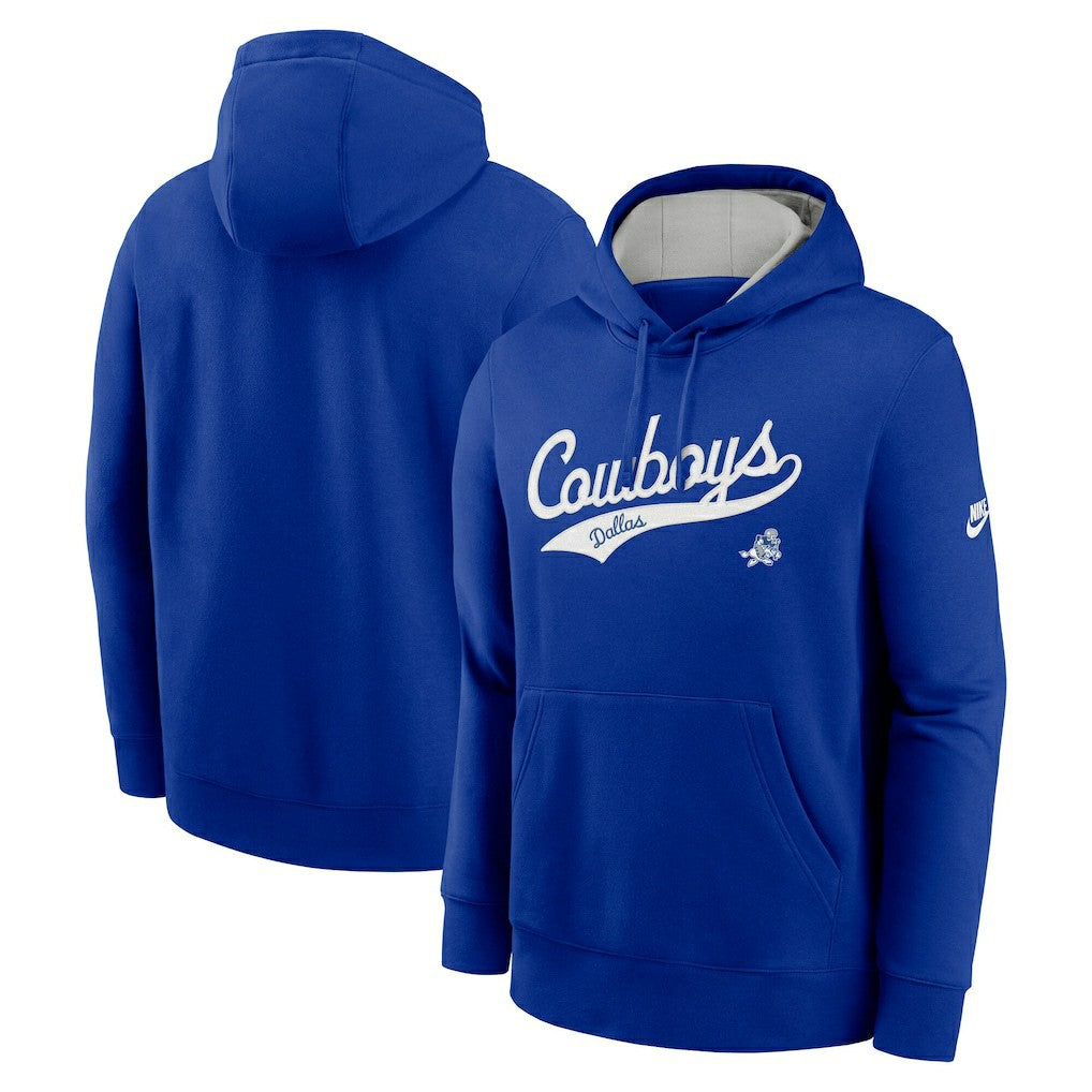 Dallas Cowboys Rewind Club Logo Pullover Hoodie Royal | Nike for Sale