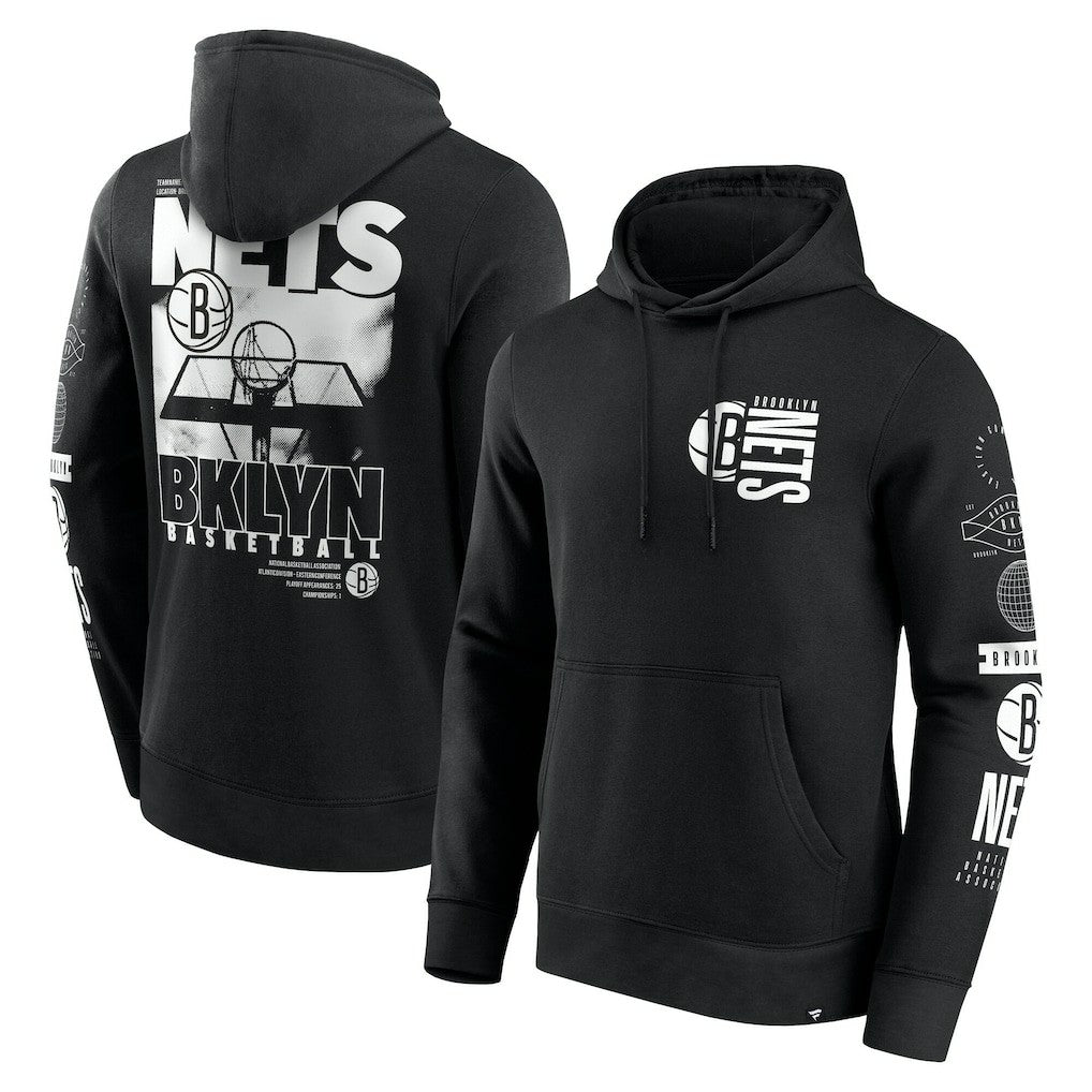 Brooklyn Nets Game Time Crossover Pullover Hoodie Black - NBA