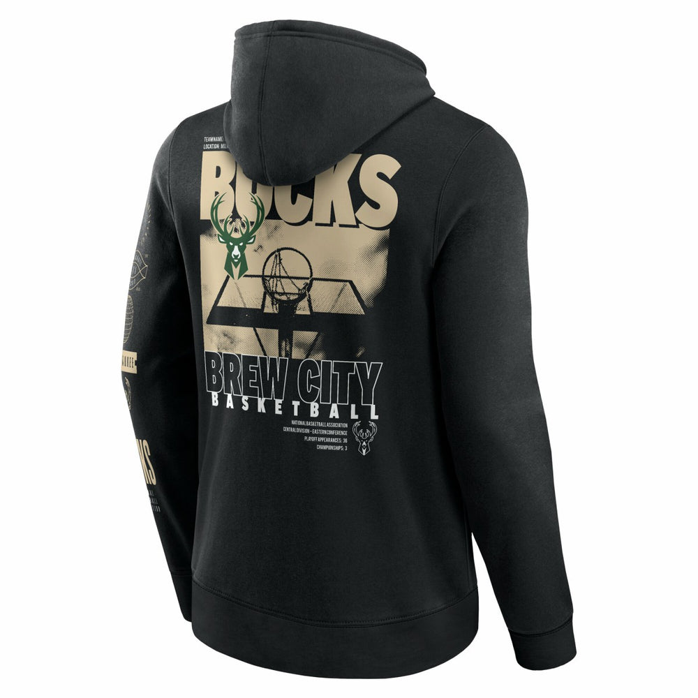 Milwaukee Bucks Game Time Crossover Pullover Hoodie Black - NBA