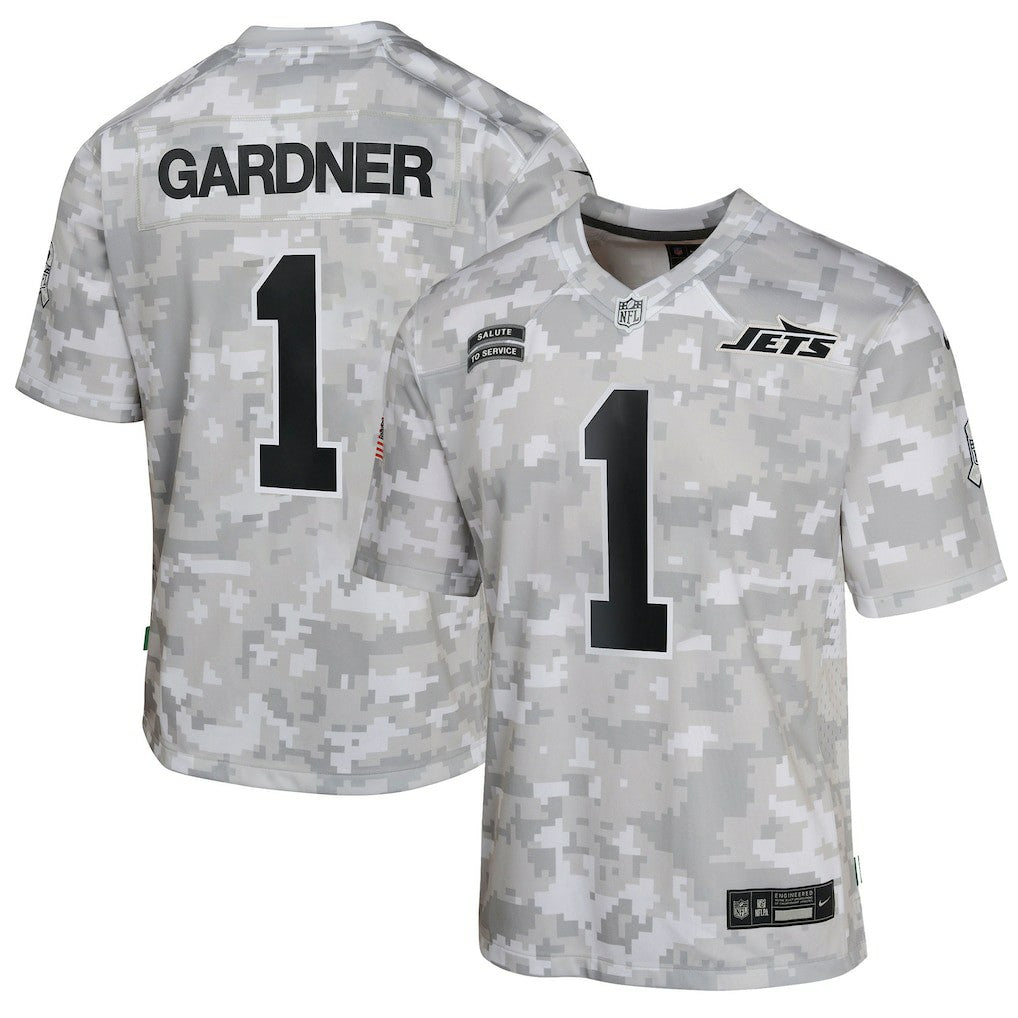 Sauce Gardner New York Jets Youth 2024 Salute to Service Game Jersey Arctic Camo | Nike for Sale