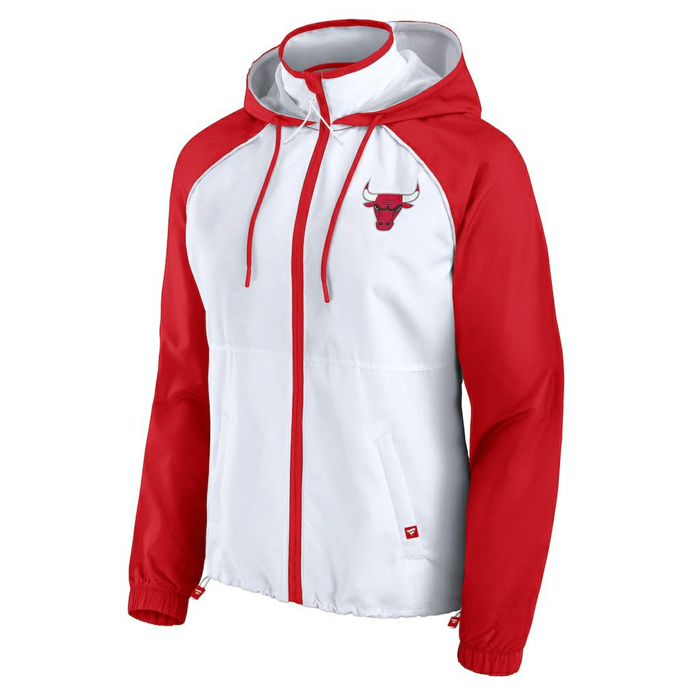 Chicago Bulls Women's Anorak Raglan Full-Zip Hoodie Jacket White/Red - NBA