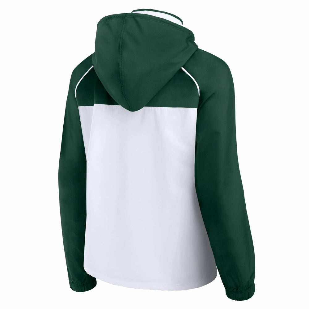 Milwaukee Bucks Women's Anorak Raglan Full-Zip Hoodie Jacket White/Hunter Green - NBA
