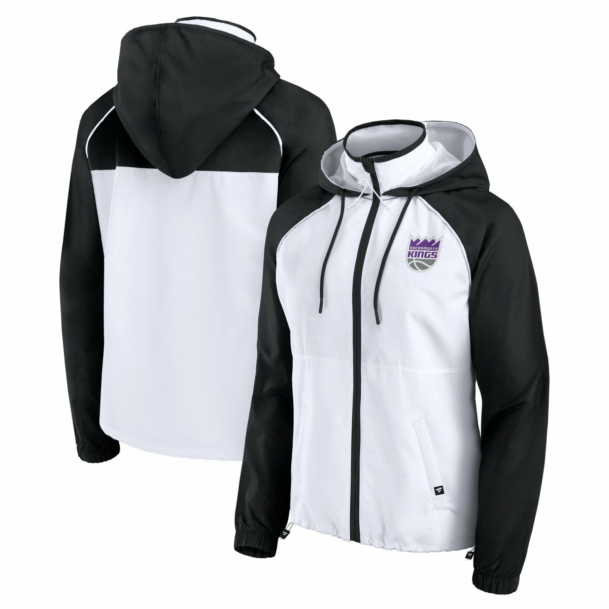 Sacramento Kings Women's Anorak Raglan Full-Zip Hoodie Jacket White/Black - NBA