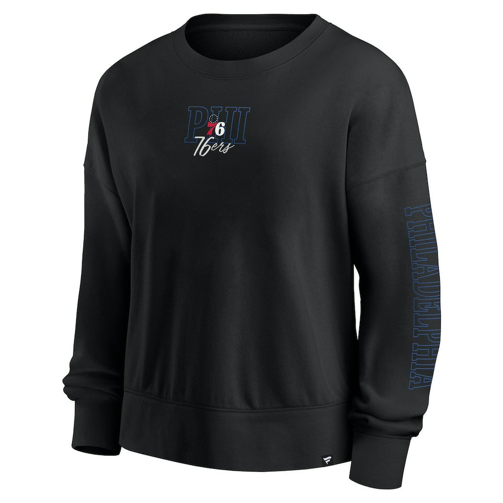 Philadelphia 76ers Women's Oversized Game Day Pullover Sweatshirt Black - NBA