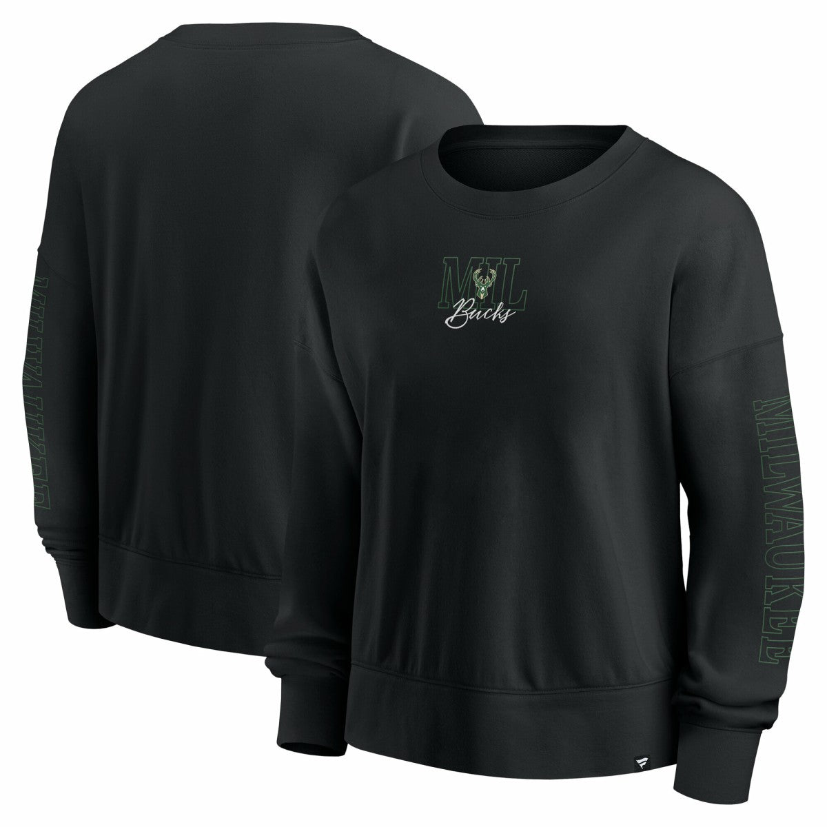 Milwaukee Bucks Women's Oversized Game Day Pullover Sweatshirt Black - NBA