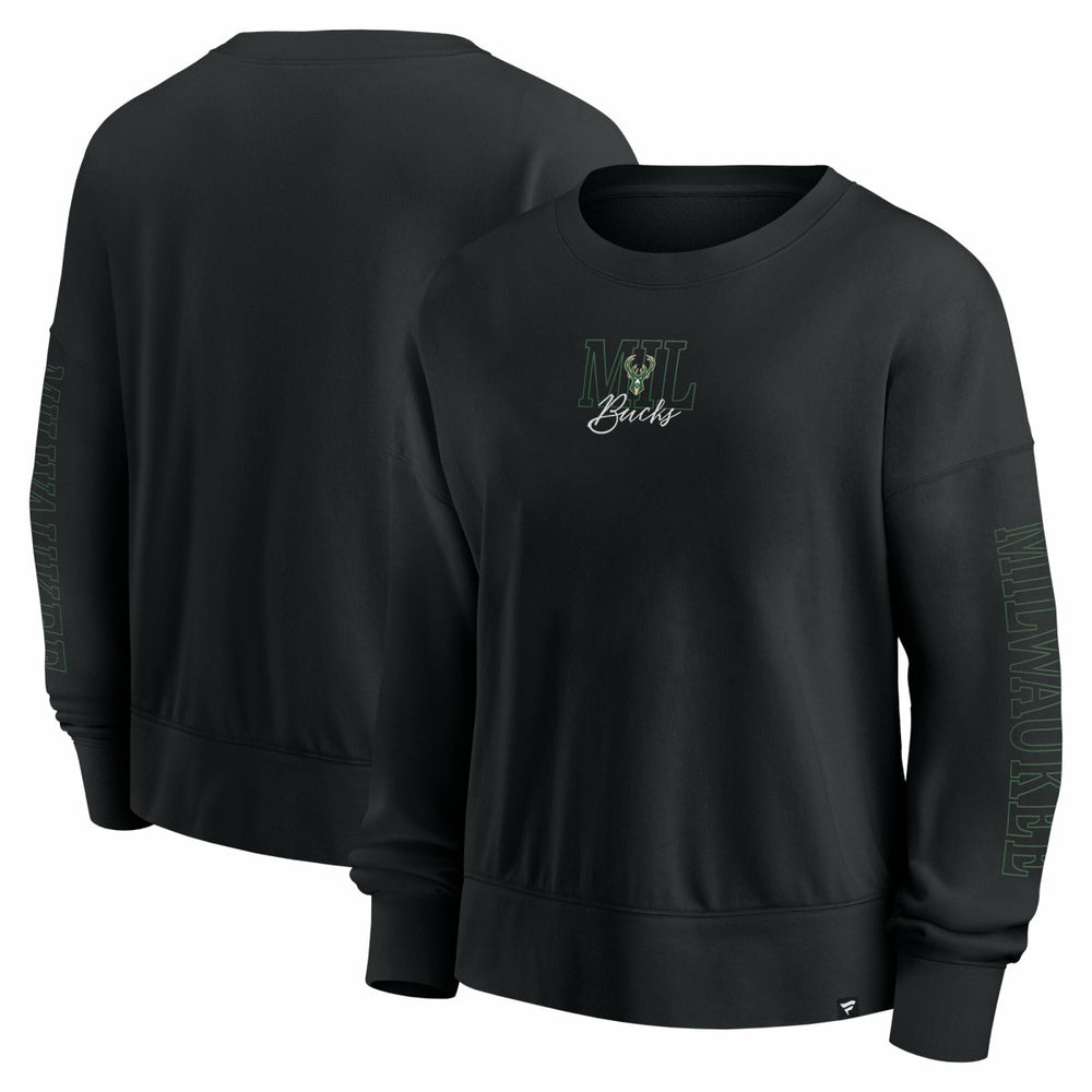 Milwaukee Bucks Women's Oversized Game Day Pullover Sweatshirt Black - NBA