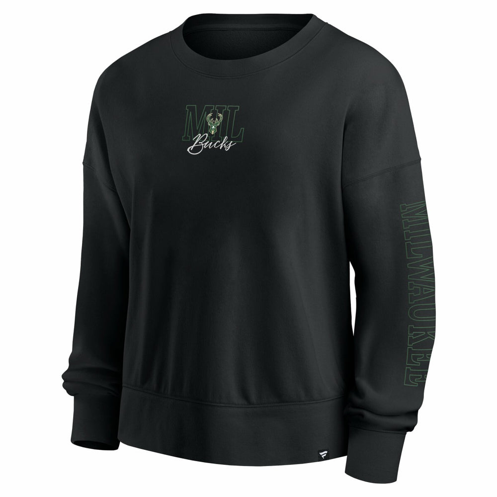 Milwaukee Bucks Women's Oversized Game Day Pullover Sweatshirt Black - NBA