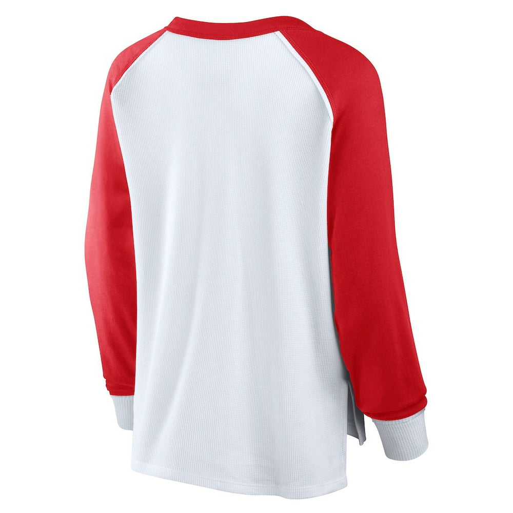 Chicago Bulls Women's Open Lane Waffle Long Sleeve V-Neck T-Shirt White - NBA