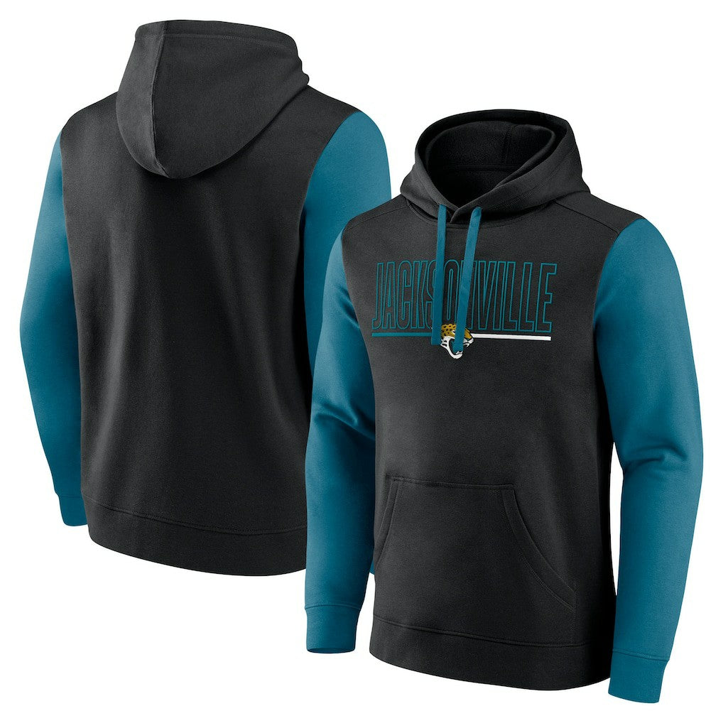 Jacksonville Jaguars Outline Pullover Hoodie Black/Teal | Fanatics