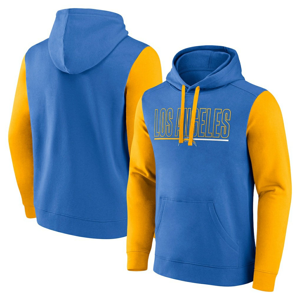 Los Angeles Chargers Outline Pullover Hoodie Powder Blue/Gold | Fanatics