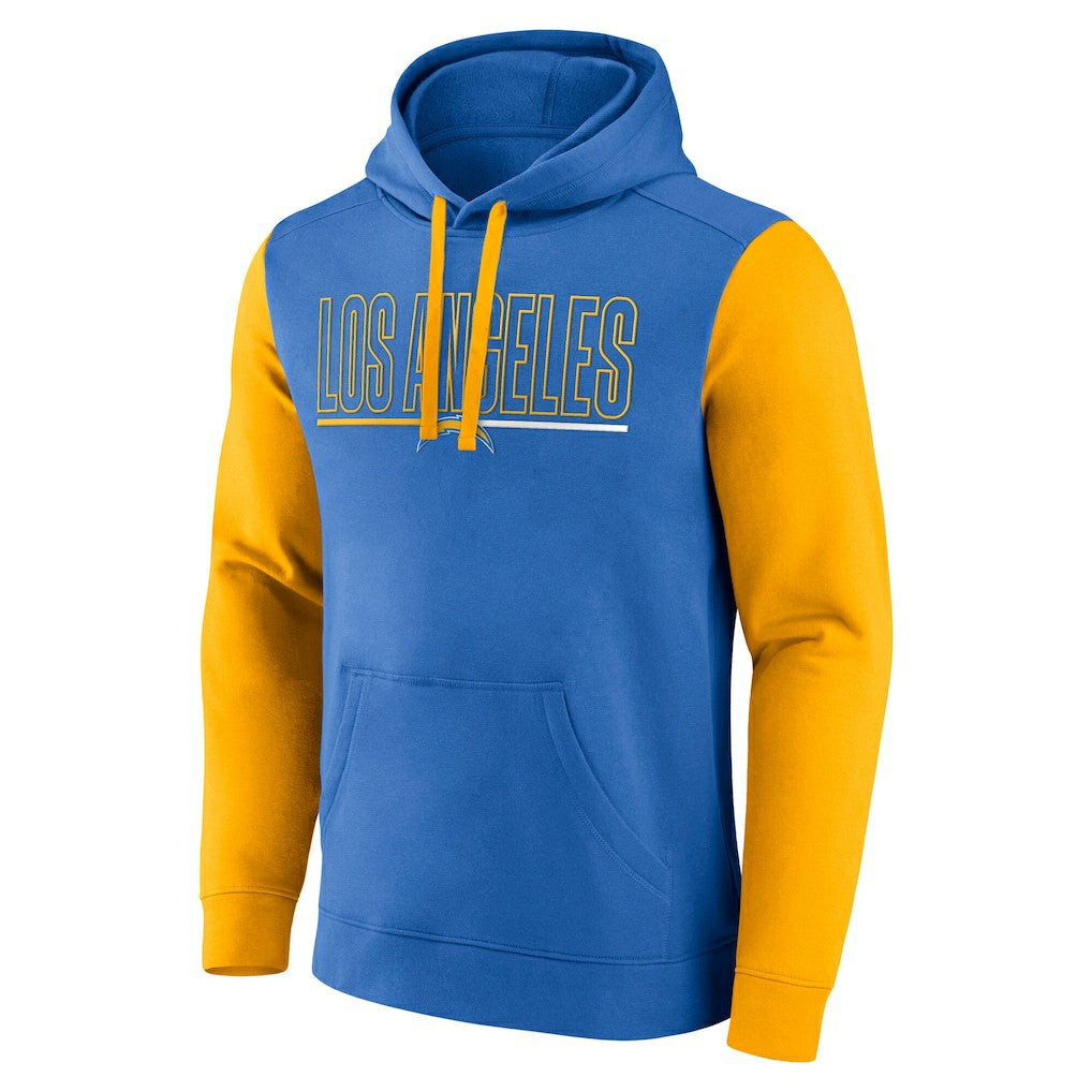 Los Angeles Chargers Outline Pullover Hoodie Powder Blue/Gold | Fanatics