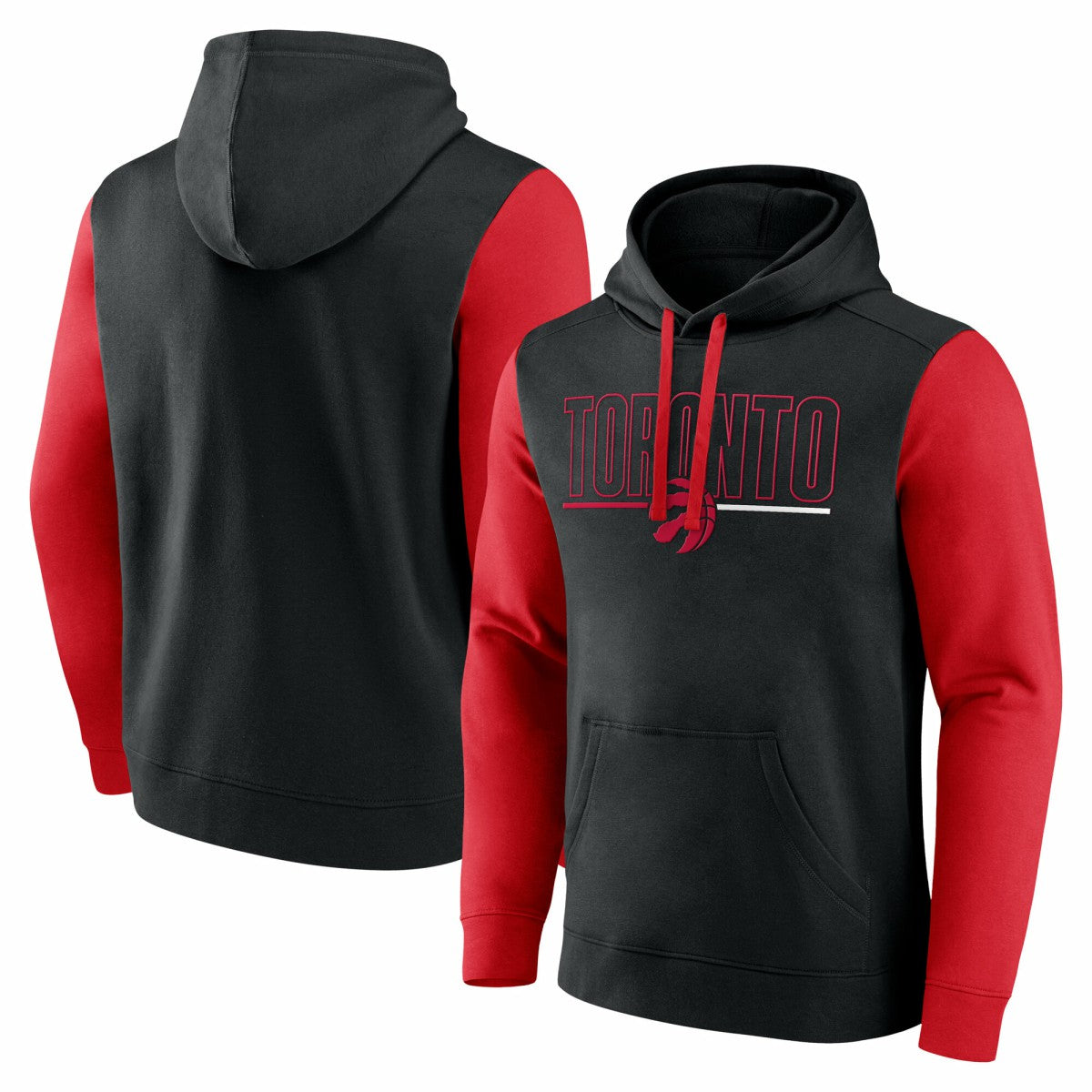 Toronto Raptors Logo Athletic Outline Colorblock Pullover Hoodie Black - NBA
