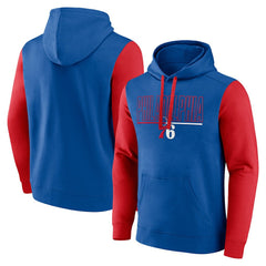 Philadelphia 76ers Logo Athletic Outline Colorblock Pullover Hoodie Royal - NBA