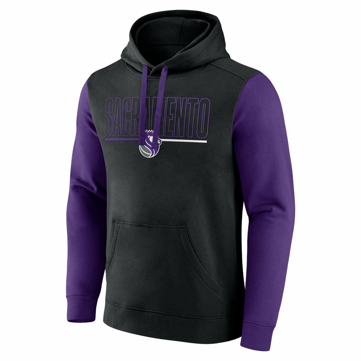 Sacramento Kings Logo Athletic Outline Colorblock Pullover Hoodie Black - NBA