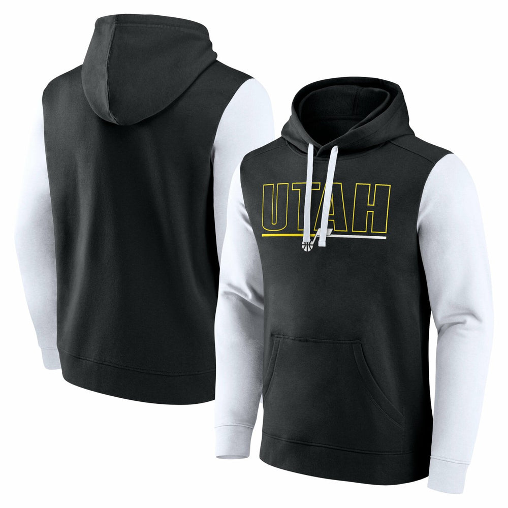 Utah Jazz Logo Athletic Outline Colorblock Pullover Hoodie Black - NBA