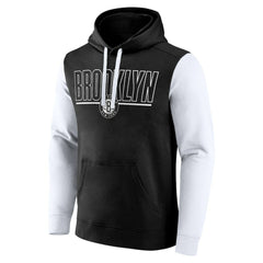 Brooklyn Nets Logo Athletic Outline Colorblock Pullover Hoodie Black - NBA
