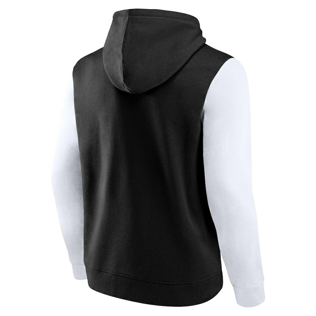 Brooklyn Nets Logo Athletic Outline Colorblock Pullover Hoodie Black - NBA