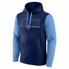 Memphis Grizzlies Logo Athletic Outline Colorblock Pullover Hoodie Navy - NBA