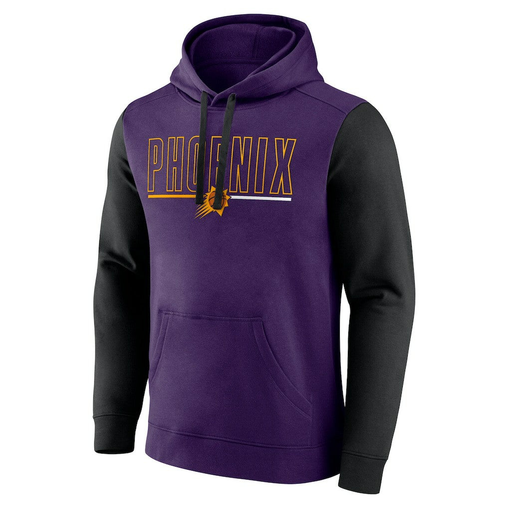 Phoenix Suns Logo Athletic Outline Colorblock Pullover Hoodie Purple - NBA