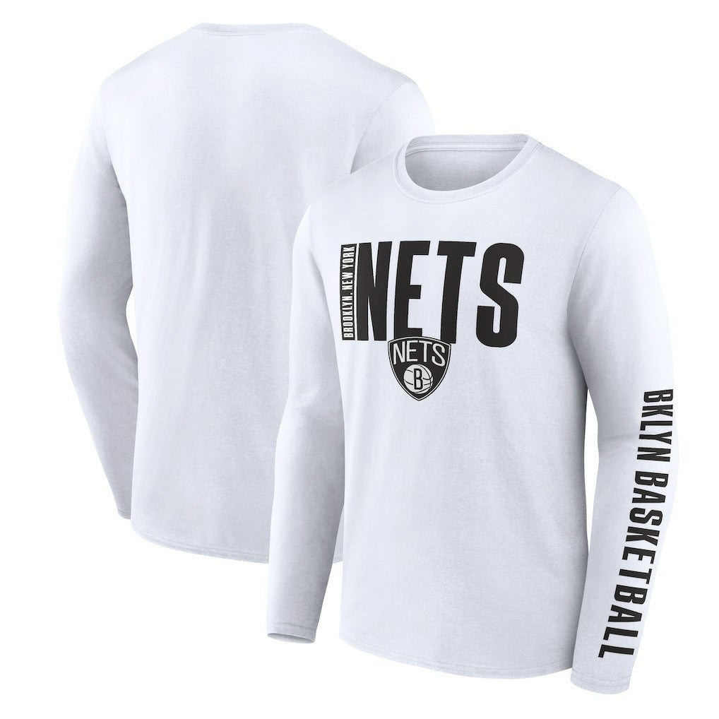 Brooklyn Nets Logo Athletic Vision Long Sleeve T-Shirt White - NBA