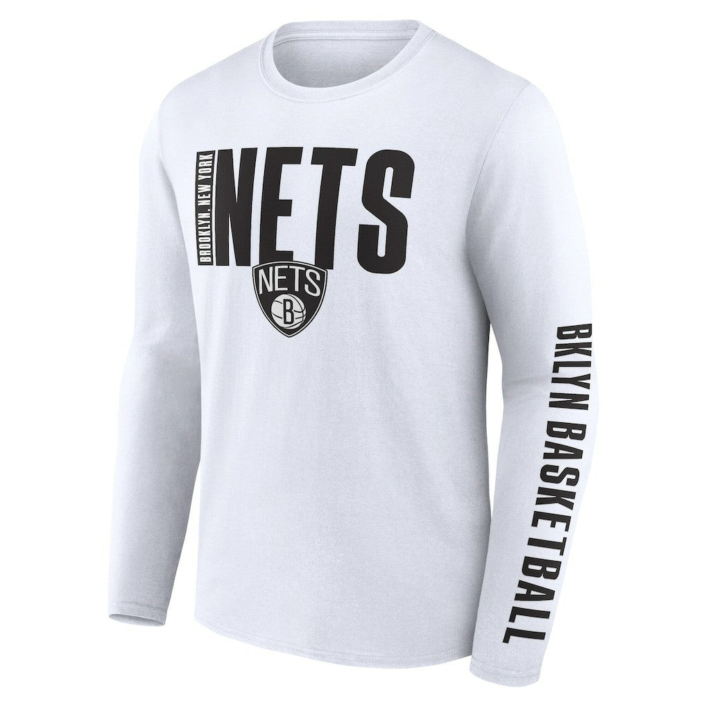 Brooklyn Nets Logo Athletic Vision Long Sleeve T-Shirt White - NBA