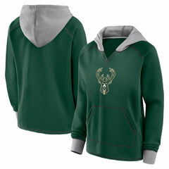Milwaukee Bucks Logo Athletic Women's Boom Pullover Hoodie Hunter Green - NBA
