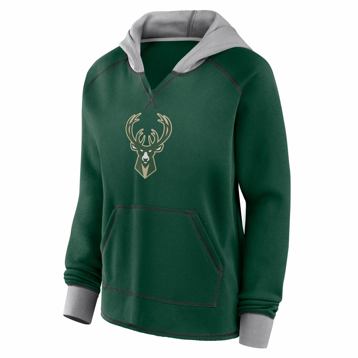 Milwaukee Bucks Logo Athletic Women's Boom Pullover Hoodie Hunter Green - NBA