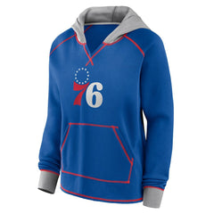 Philadelphia 76ers Logo Athletic Women's Boom Pullover Hoodie Royal - NBA