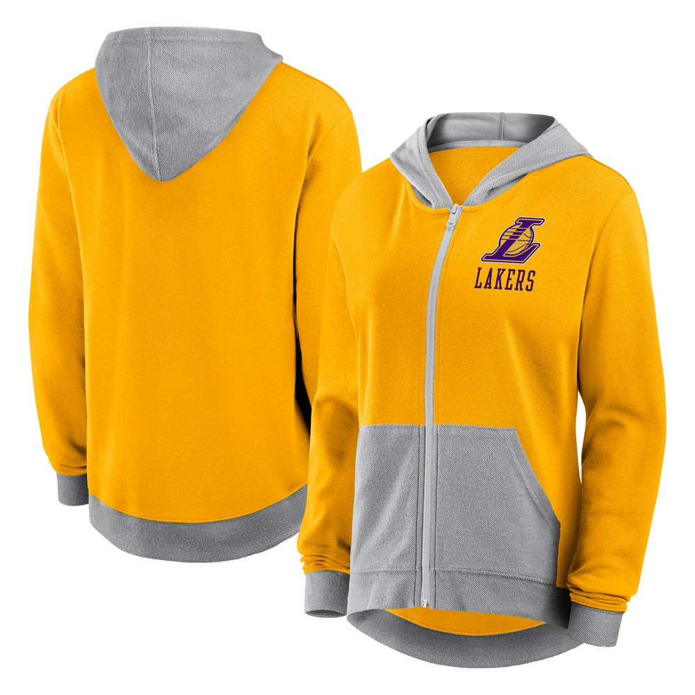 Los Angeles Lakers Logo Athletic Women's Hit It French Terry Full-Zip Hoodie Gold - NBA