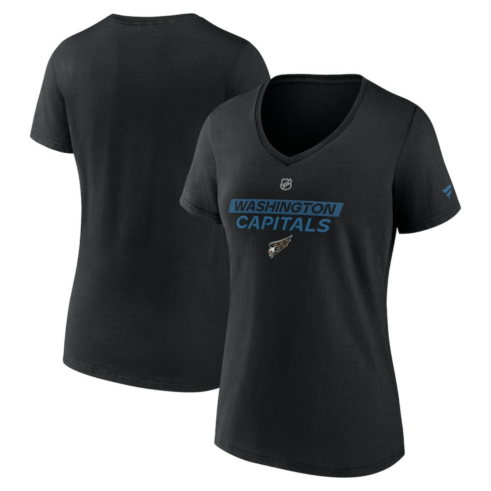 Washington Capitals Fanatics Women's Authentic Pro Alt Logo V-Neck T-Shirt - Black - NHL