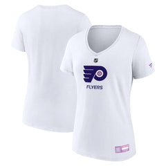Philadelphia Flyers Fanatics Women's 2024 Hockey Fights Cancer V-Neck T-Shirt - White - NHL