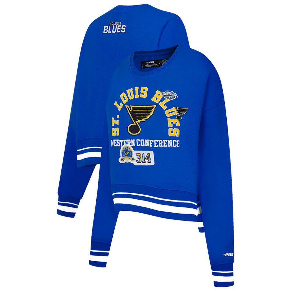 St. Louis Blues Pro Standard Women's Area Code Cropped Pullover Sweatshirt - Blue - NHL