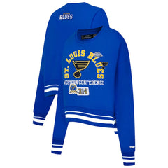 St. Louis Blues Pro Standard Women's Area Code Cropped Pullover Sweatshirt - Blue - NHL