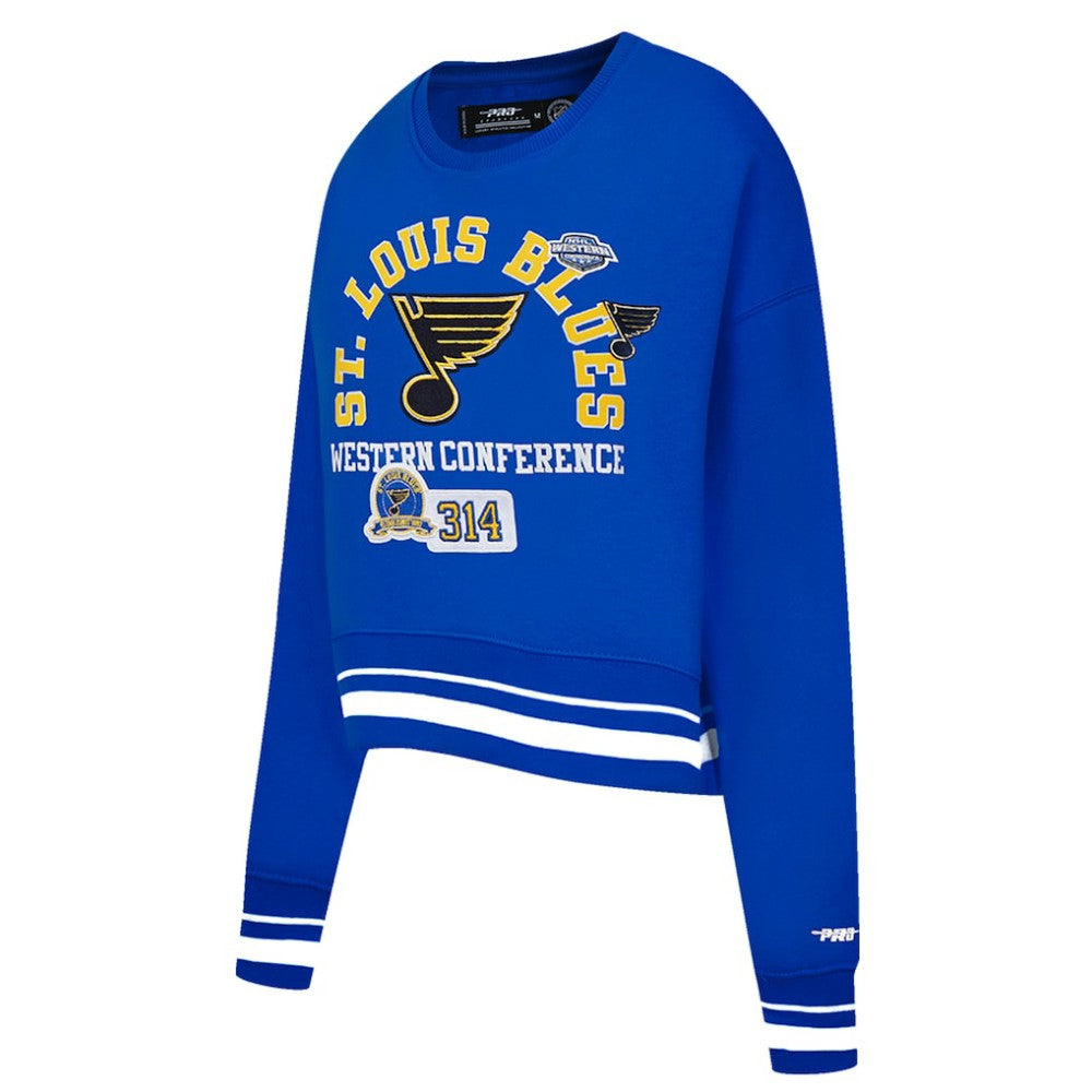St. Louis Blues Pro Standard Women's Area Code Cropped Pullover Sweatshirt - Blue - NHL
