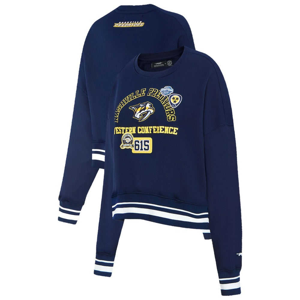 Nashville Predators Pro Standard Women's Area Code Cropped Pullover Sweatshirt - Navy - NHL