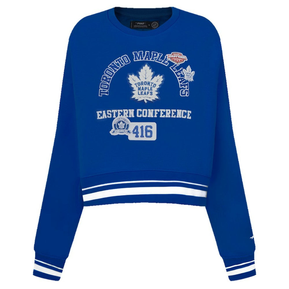Toronto Maple Leafs Pro Standard Women's Area Code Cropped Pullover Sweatshirt - Blue - NHL