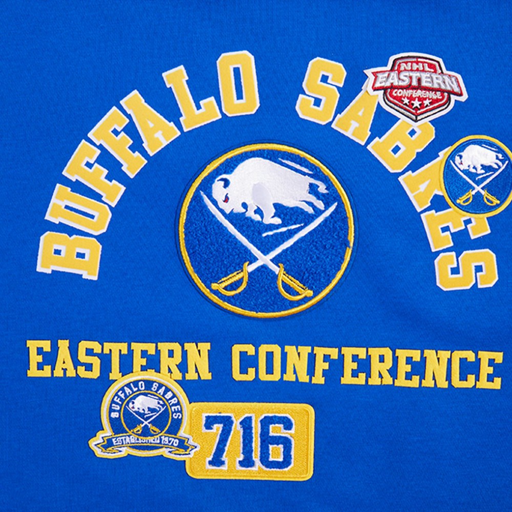 Buffalo Sabres Pro Standard Women's Area Code Cropped Pullover Sweatshirt - Royal - NHL