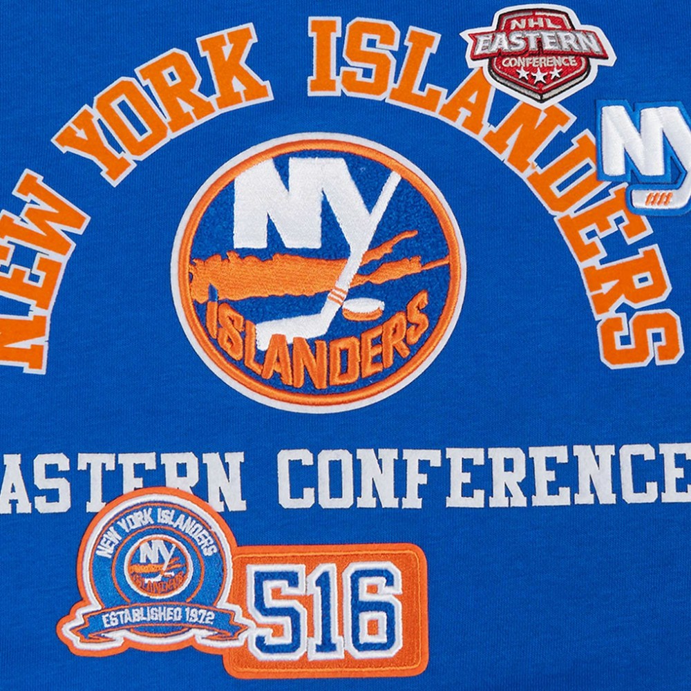New York Islanders Pro Standard Women's Area Code Cropped Pullover Sweatshirt - Royal - NHL