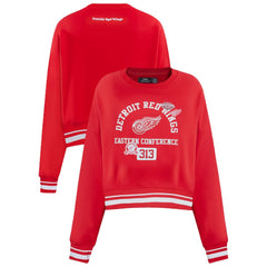 Detroit Red Wings Pro Standard Women's Area Code Cropped Pullover Sweatshirt - Red - NHL
