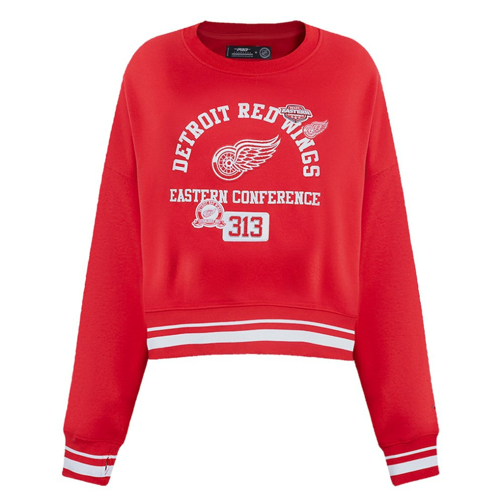 Detroit Red Wings Pro Standard Women's Area Code Cropped Pullover Sweatshirt - Red - NHL